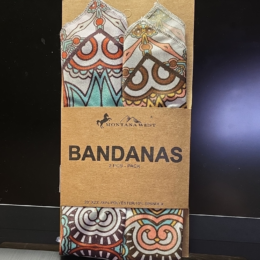 Montana West Paisley Print Bandana Set in Teal, Brown, Coral